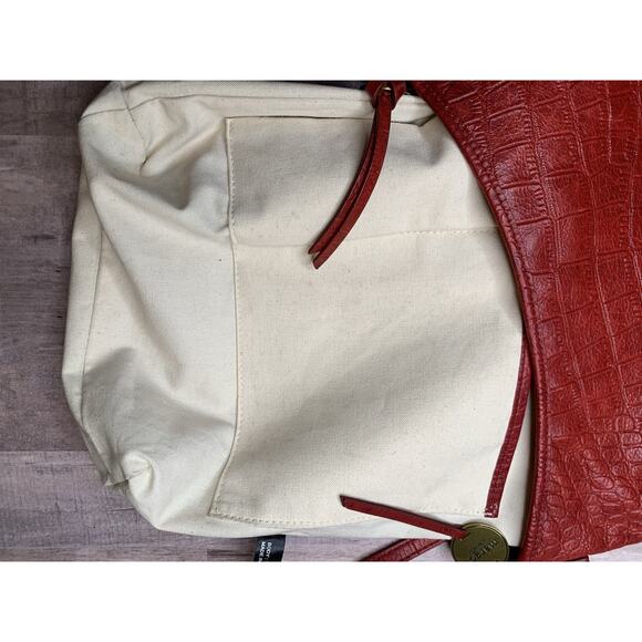 Margot red Croc print Leather Embossed handbag/crossbody Hobo Tote Purse - Picture 11 of 15